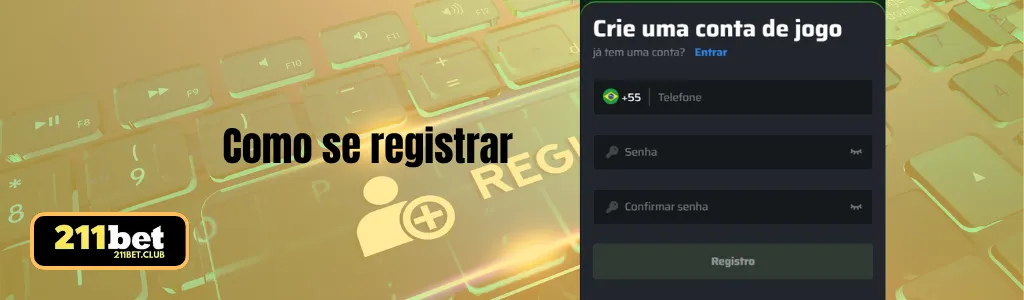 Jogador registrando conta no 211BET